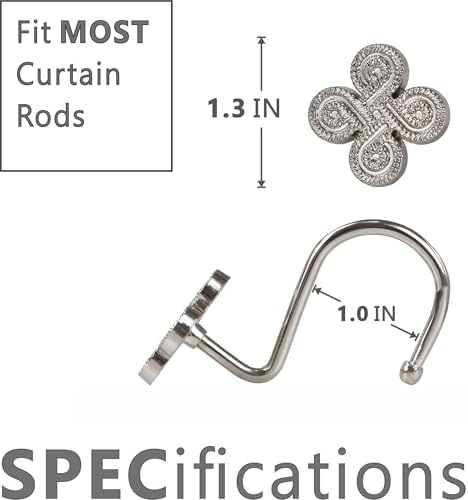 Brushed Nickel Shower Curtain Hooks: Rust Proof Metal Curtain Rings - Image 4
