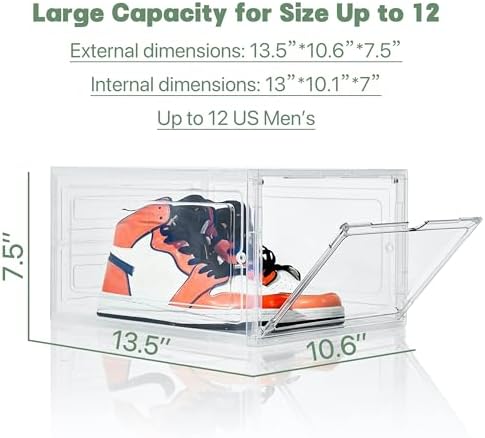 ZLLZUU Stackable Shoe Storage Boxes 9 Pack X-Large Clear Sneaker Organizer - Image 2