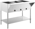 3-Pan Electric Steam Table, Stainless Steel, 120V 1500W, Open Well with Undershelf, 43x30x34 Inches, Commercial Food Warmer for Indoor Use