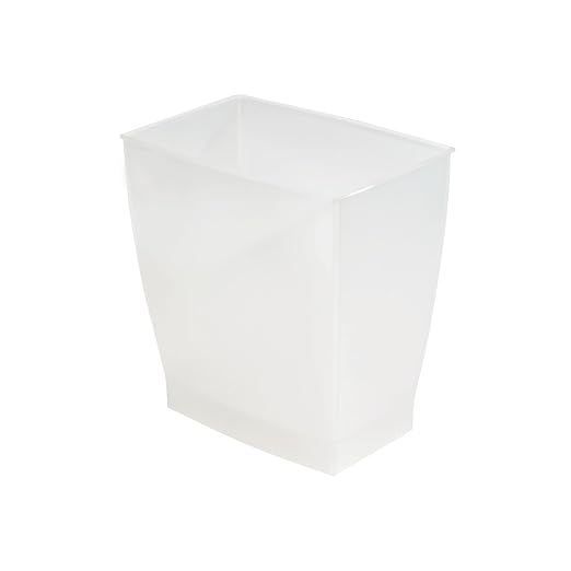 iDesign Small Plastic Bathroom Trash Can, Slim Rectangle, Frost | Bedroom - Image 9