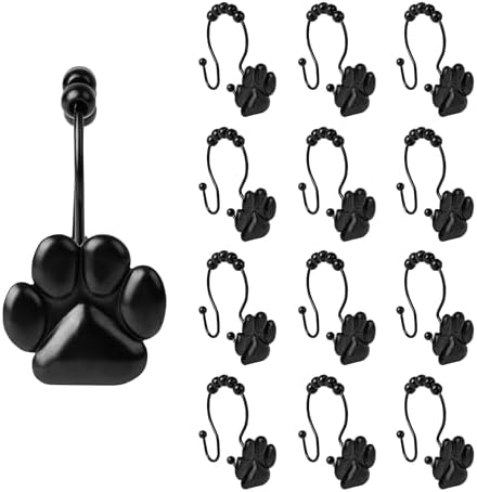 Sunlit Fashion Design Cute Paw Print Polished Double Shower Curtain Hooks by Sunlit