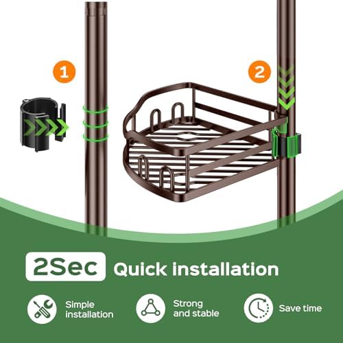 HAMITOR Shower Caddy Tension Pole, Adjustable Bathroom Storage Organizer - Image 6