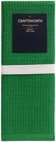 CRAFTSWORTH Cotton Kitchen Towels15 x 26" Solid Green Kitchen Hand Towels - Image 5