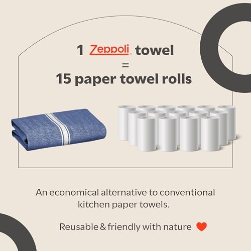 Zeppoli Classic 15 Pack 100% Natural Cotton Kitchen Towel Set, Reusable Wash - Image 6