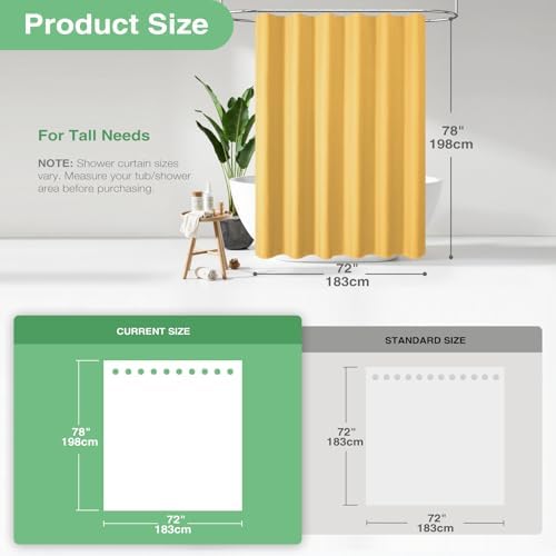 Dynamene Long Waffle Shower Curtain 256 GSM Heavy Fabric 72x78 Gold - Image 3