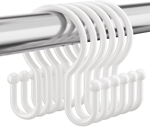 Bathway Shower Curtain Hooks White, Double Hook Shower Curtain Hooks Rust Proof by Bathway