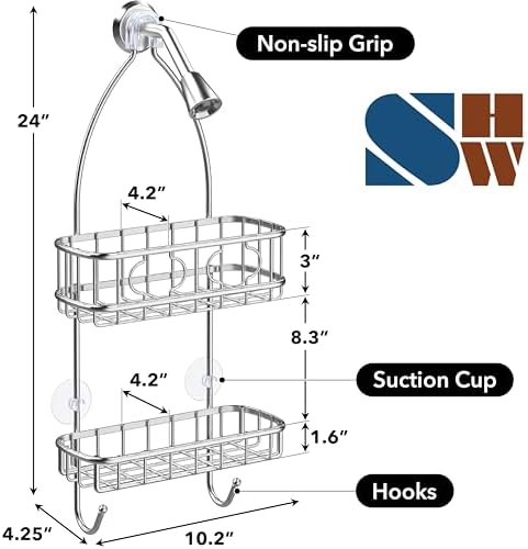 Simple Houseware Stainless Steel Hanging Shower Head Caddy Organizer - Image 3