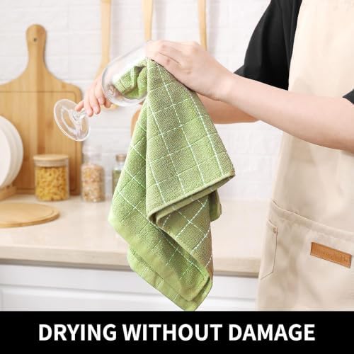 Homaxy 100% Cotton Terry Kitchen Towels, Large 4 Pack, Sage Green - Image 4