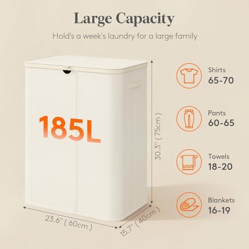 Lifewit 185L 3 Section Laundry Hamper - Image 2