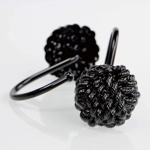 Matte Black Shower Curtain Hooks: Rust Proof Metal Curtain Rings - Image 2