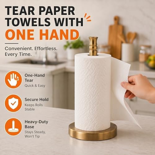Paper Towel Holder, Stainless Steel Heavy Base, Paper Towel Holder Countertop - Image 3