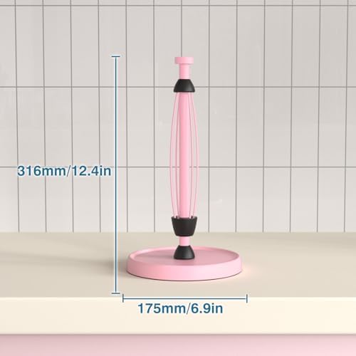 Pink Paper Towel Holder Countertop, Stainless Steel, Weighted Base, Paper Towel - Image 6
