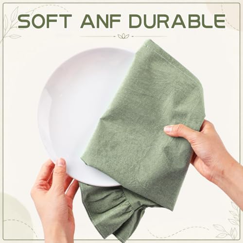 HunnmingRe 2 Pcs Sage Green Kitchen Towels Retro Towels Cotton Ruffled - Image 6