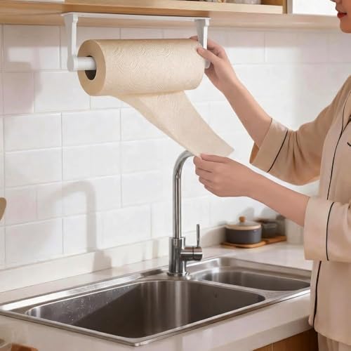 MONEER Kitchen Roll Holder Under Cabinet, Paper Towel Holder, Aluminum Alloy - Image 3