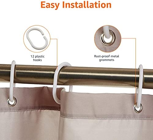 Amazon Basics Bathroom Shower Curtain, Water Resistant Fabric - Image 2