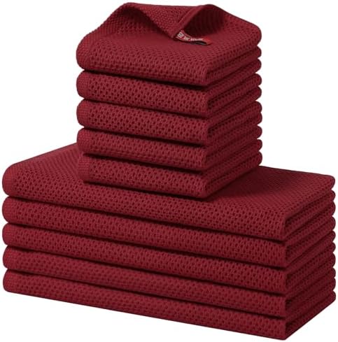 Homaxy 10 Pack 100% Cotton Kitchen Towels and Dishcloths Set by Homaxy