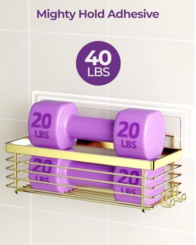 ODesign Shower Caddy Adhesive 3 Pack Stainless Steel Storage Shelves-Golden - Image 3