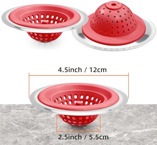 Silicone Strainer for Kitchen Sink, 2 Pack, Stainless Steel Reinforced - Image 4