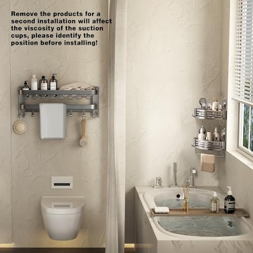 VOLPONE Corner Shower Shelf Suction Cup Shower Caddy Corner No Drilling - Image 2
