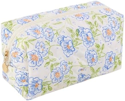 Large Pencil Case, Quilted Cotton Pencil Pouch, Cute Floral Pen Bag by OIMEIJewelry