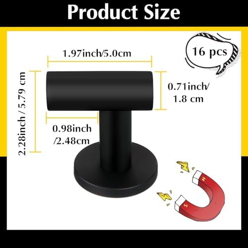 Therwen Black Magnetic Hooks Heavy Duty Coat Hooks Magnetic Hanger - Image 2