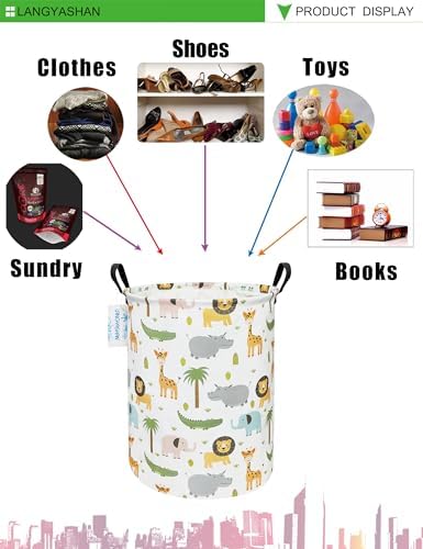 Round Laundry Basket Collapsible Storage Hamper Organizer Animal - Image 7