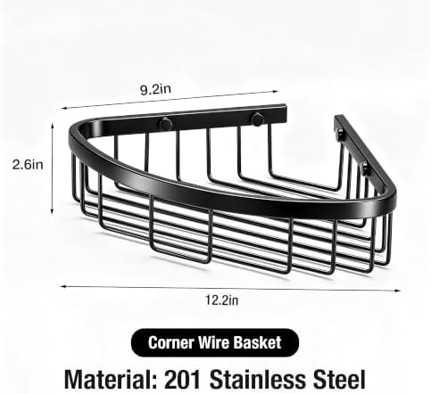 Corner Shower Caddy, 201 Stainless Steel Bathroom Shelf Organizer, Wall Mounted - Image 2