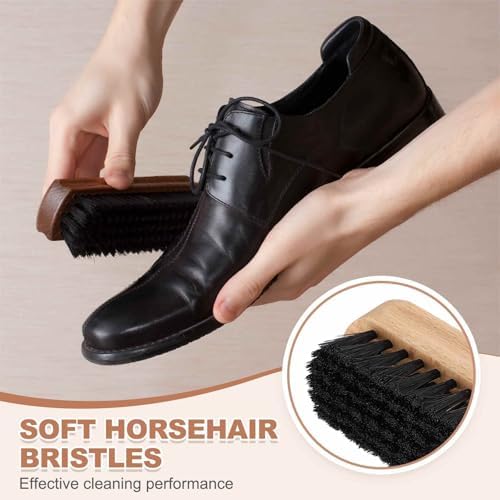 HARFINGTON Shoe Cleaning Brush 6"x2" Beech Wood Horsehair Boot Polish Brushes - Image 4