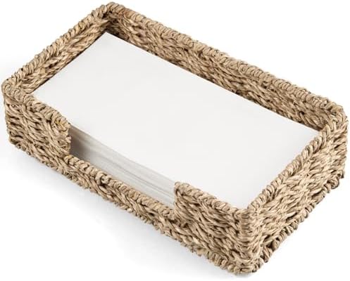 Napkin Holder for Bathroom, Woven Wicker Seagrass Guest Towel Holder Tray by Unknown