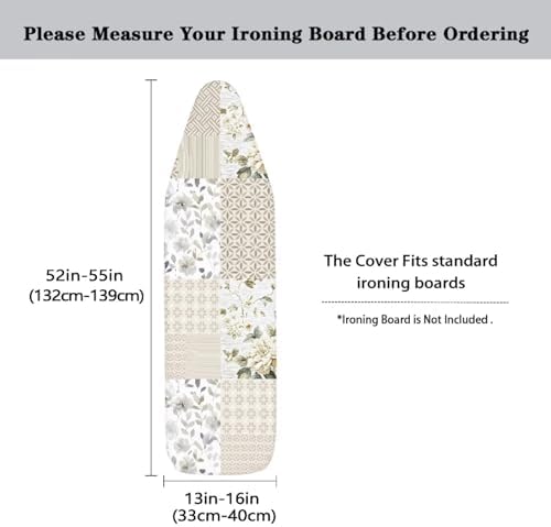 Retro Flower Plaid Ironing Board Cover Fits Standard Size Elasticized Edges - Image 5