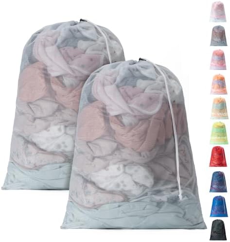 2 Pack Mesh Travel Laundry Bag 24" x 36"Extra Large Dirty Clothes Organizer by Unknown