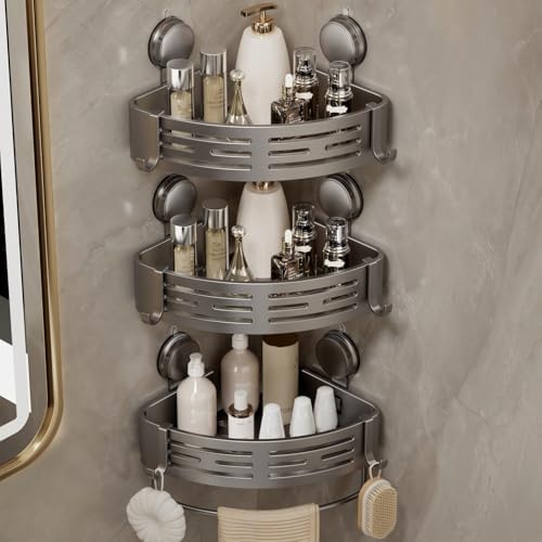 VOLPONE Corner Shower Shelf Suction Cup Shower Caddy Corner No Drilling by VOLPONE