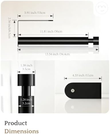 Paper Towel Holder Under Cabinet Adhesive or Drilling Matte Black - Image 7