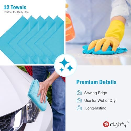 Orighty Microfiber Cleaning Cloth, Cleaning Rags, 12 Pack, 12x11 in - Image 6