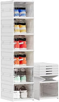 Shoe Storage Organizer Box 6-Tier Foldable Collapsible Stackable Shoe Rack Bins by Unknown