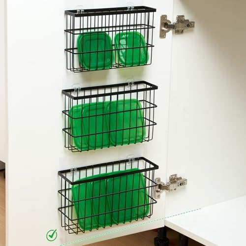 Sinnsally 3 Pack Cabinet Door Organizer, Self Adhesive Lid Organizers Inside - Image 3