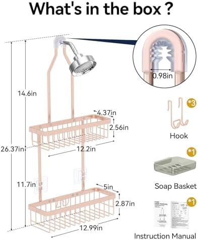 YASONIC Never Rust Shower Caddy Hanging, Aluminum Shower Racks - Image 2