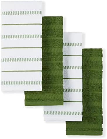 KitchenAid Albany Kitchen Towel 4-Pack Set, Matcha Green/White by KitchenAid