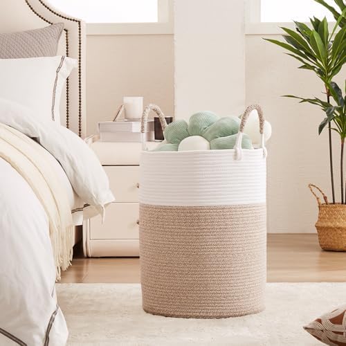 60L Large Hamper Laundry Basket Tall Woven Clothes Hamper Brown - Image 4