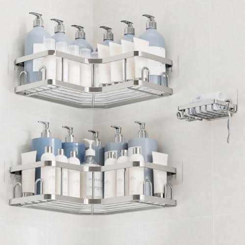 Veken Corner Shower Caddy 3-Pack, Advanced Rustproof Design&Stable Storage by Veken