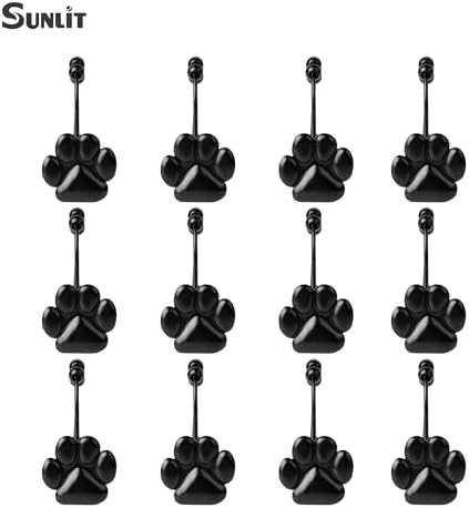 Sunlit Fashion Design Cute Paw Print Polished Double Shower Curtain Hooks - Image 3