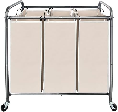 STO STO Laundry Sorter 3 Section, 3 Bag Clothes Hamper, Rolling Laundry Cart by STOSTO