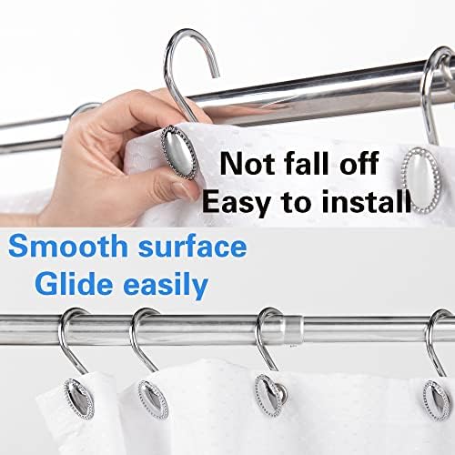 Chrome Shower Curtain Hooks, Anti-Rust Zinc Alloy Bathroom Rings - Image 3