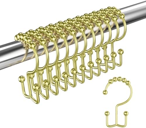 Light Gold Shower Curtain Hooks Double Sided by LBYOJKD
