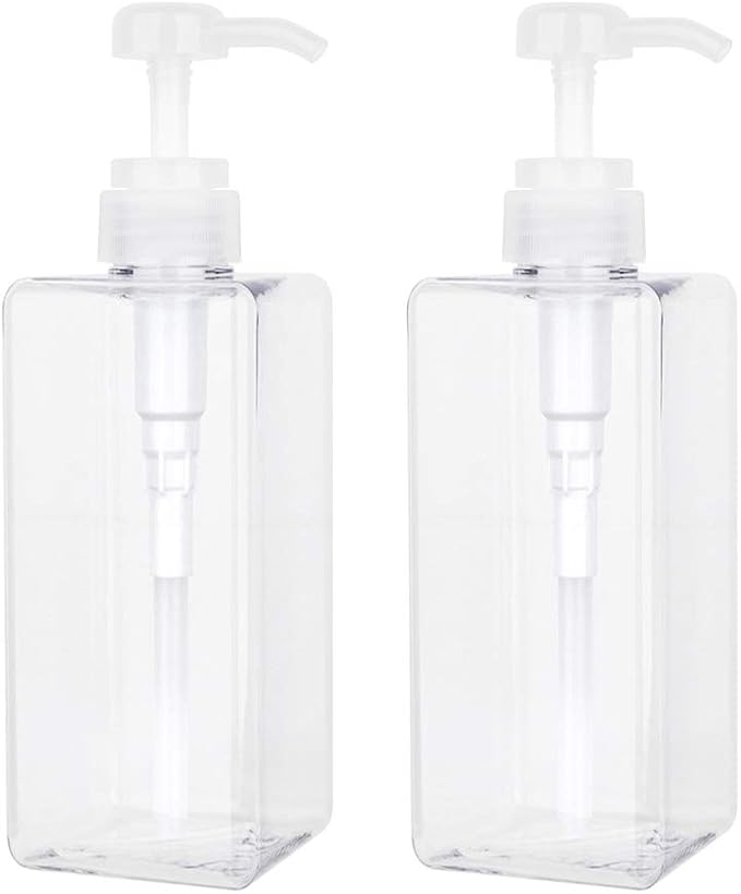 Plastic Pump Bottle Refillable Lotion Soap Dispenser 22oz Clear 2 Pack | Sturdy by JiatuA