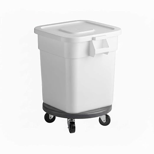32 Gallon / 510 Cup NSF Mobile Ingredient Bin with Dolly & Flat Lid - Heavy-Duty Feed & Seed Container for Commercial Kitchens, Bulk Flour & Sugar Storage, Rolling Food Storage Bin