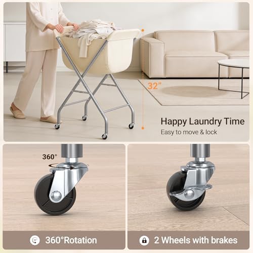 ELYKEN Laundry Basket with Wheels, Collapsible Laundry Hamper - Image 5