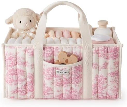 Blissful Diary Toile Diaper Caddy Organizer, Baby Diaper Basket by BlissfulDiary