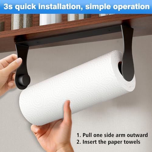 Paper Towel Holder Under Cabinet, Wall Mount, Adhesive or Screw - Image 2