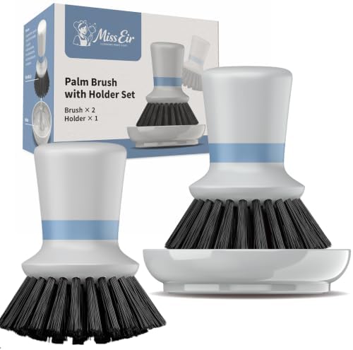 2Pack Palm Brush with Drainage Base, Ergonomic Dish Scrubber by Unknown